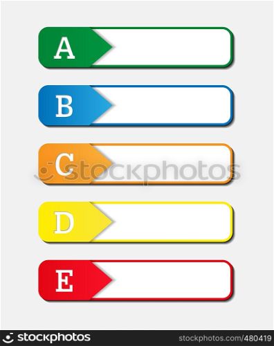 Set of colored bookmarks with ordinal letters and space for text for design and decoration