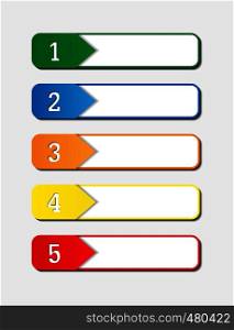 Set of colored bookmarks with ordinal numbers and space for text for design and decoration