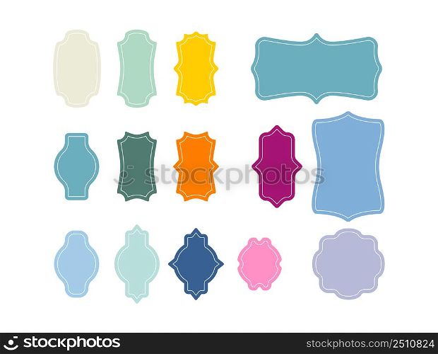 set of colored curly frames for creative design. Colored filled contour
