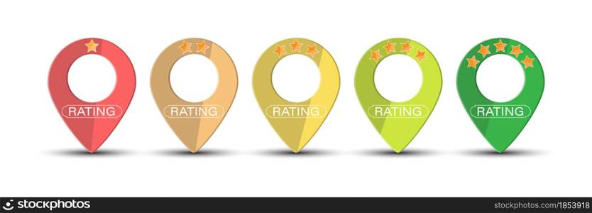 set of colored dots for a map with a rating. Flat style