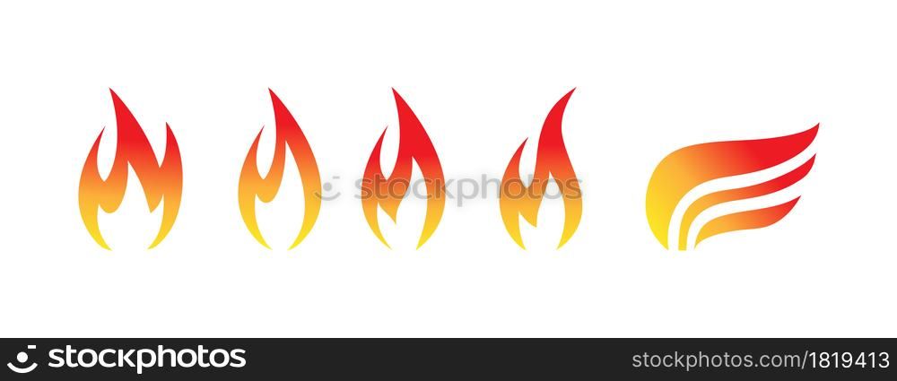 set of colored fire icons. Vector image for logos, websites, applications and thematic design, flat style