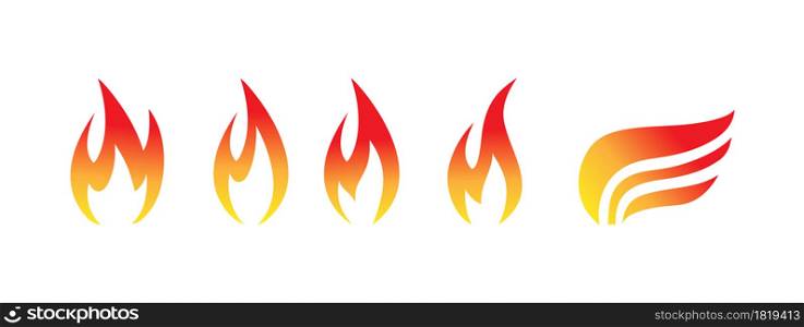 set of colored fire icons. Vector image for logos, websites, applications and thematic design, flat style