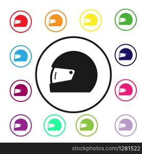 Set of colored icons of the helmet. Simple flat design for websites and apps