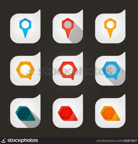 Set of colored icons to indicate the empty space.. Set of colored icons to indicate the empty space