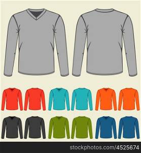 Set of colored long sleeve shirts templates for men. Set of colored long sleeve shirts templates for men.