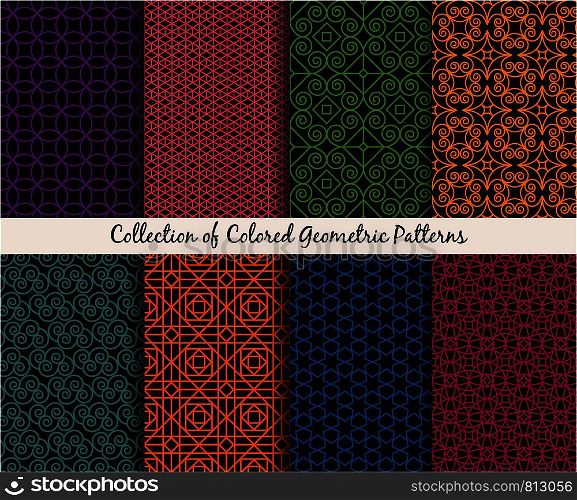 Set of colored mandala style ethnic patterns. ector illustration. Mandala style ethnic patterns set