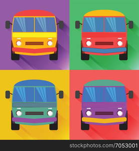 Set of colored minivan in the flat style.. Bus2