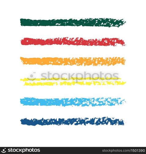 Set of colored pencil strips. Set of vector colorful brushes. Abstract hand drawn strokes. Vector illustration.