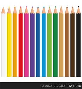 Set of colored pencils isolated on white background. Cartoon style. Vector illustration for any design.
