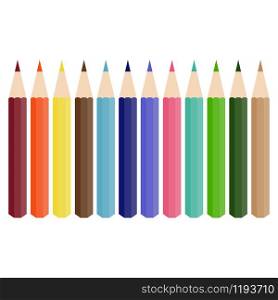 Set of colored pencils isolated on white background. Set of colored pencils on white background