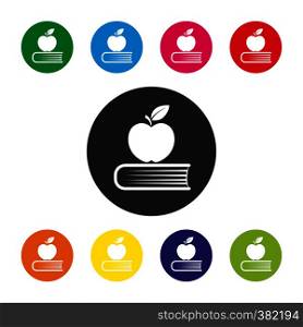 Set of colored round education icons, flat design