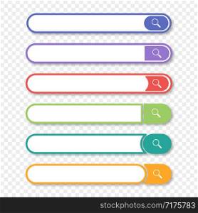 set of colored search with shadow, vector illustration. set of colored search with shadow, vector