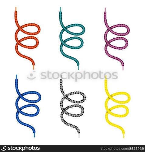 Set of Colored Shoelace Isolated on White Background.. Set of Colored Shoelace Isolated on White Background