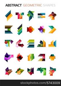 Set of colorful abstract geometric shapes isolated on white. For business designs, symbols, banners.