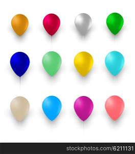 Set of Colorful Air Balloons Isolated on White Background. Illustration Set of Colorful Air Balloons Isolated on White Background - Vector