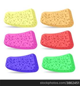 Set of Colorful Bath Sponges Isolated on White Background.. Bath Sponges
