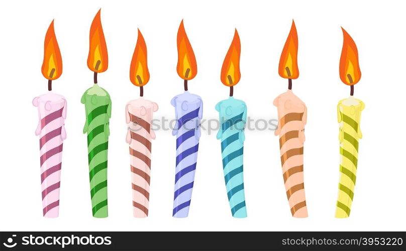 set of colorful birthday candles. vector illustration