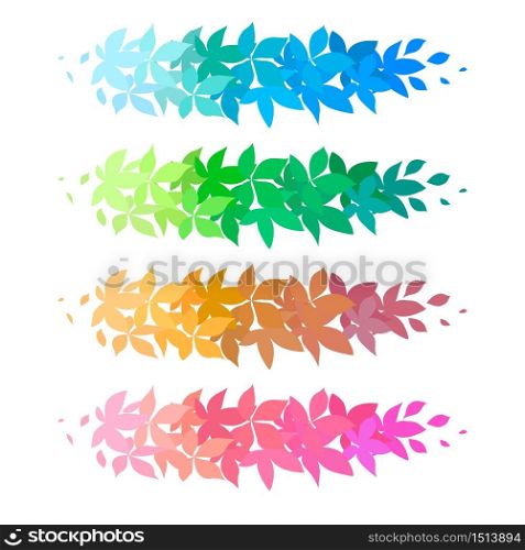 Set of colorful branch of leaves. The object is separate from the background. Vector flat element for invitation cards, greeting cards and your design. Set of colorful branch of leaves. The object is separate from the background.