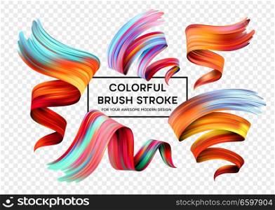 Set of colorful brush strokes. Modern design element. Vector illustration EPS10. Set of colorful brush strokes. Modern design element. Vector illustration