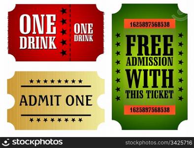 Set of colorful cinema tickets, vector illustration
