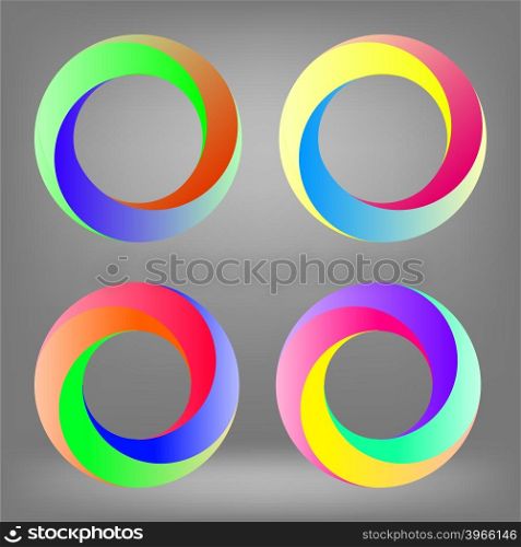 Set of Colorful Circle Icons Isolated on Grey Background. Set of Colorful Circle Icons