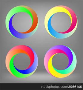 Set of Colorful Circle Icons Isolated on Grey Background. Set of Colorful Circle Icons