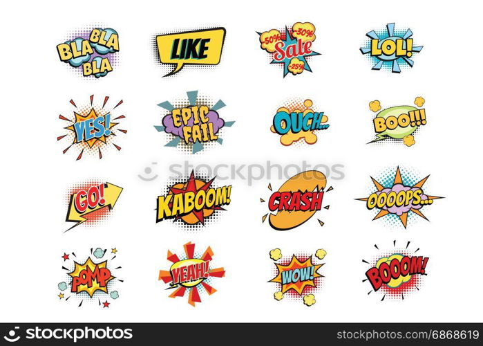 set of colorful comic speech bubbles shape. Pop art retro vector illustration. set of colorful comic speech bubbles shape