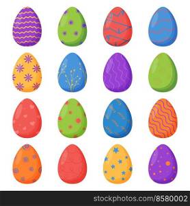Set of colorful decorated Easter eggs isolated on a white background. Spring holiday. Happy easter eggs. Seasonal celebration. Set of colorful decorated Easter eggs isolated on a white background. Spring holiday. Happy easter eggs. Seasonal celebration.