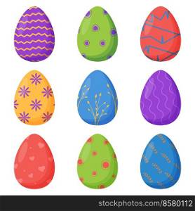 Set of colorful decorated Easter eggs isolated on a white background. Spring holiday. Happy easter eggs. Seasonal celebration. Set of colorful decorated Easter eggs isolated on a white background. Spring holiday. Happy easter eggs. Seasonal celebration.