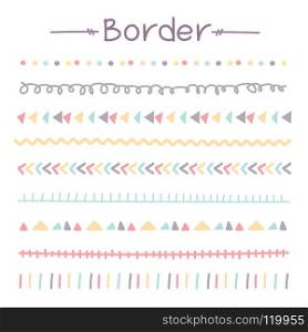 Set Of Colorful Doodle Borders. Vector Illustration.