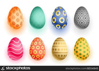 set of colorful easter 3d realistic eggs