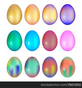 Set of colorful easter egg on white background