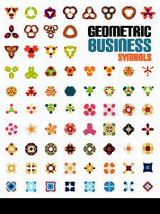 Set of colorful editable business symbols | business concepts | geometric shapes | decoration | techno icons