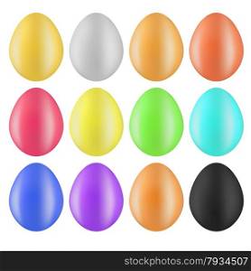 Set of Colorful Eggs Isolated on White Background.. Set of Colorful Eggs