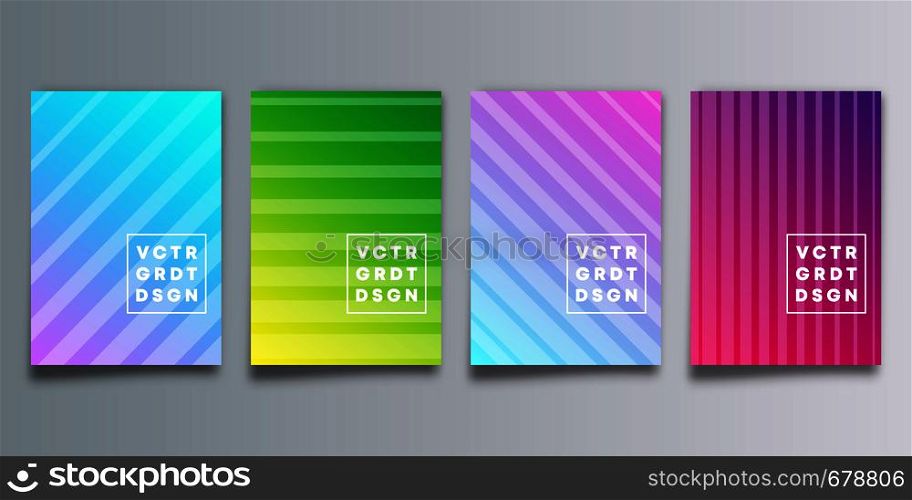 Set of colorful gradient cover with lines for flyer, poster, brochure, typography or other printing products. Vector illustration.. Set of colorful gradient cover with lines for flyer, poster, brochure, typography or other printing products