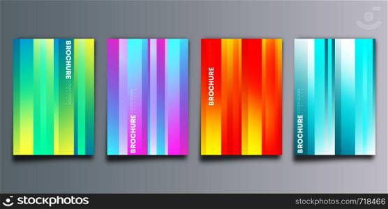 Set of colorful gradient cover with stripes design for flyer, poster, brochure template, typography or other printing products. Vector illustration.. Set of colorful gradient cover with stripes design for flyer, poster, brochure template, typography or other printing products