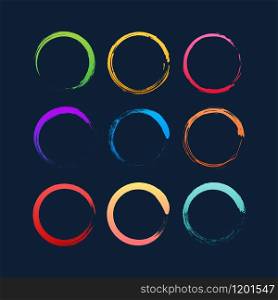 Set of colorful grunge circle brush. Vector stock illustration. Set of colorful grunge circle brush. Vector stock illustration.