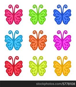 Set of Colorful Hand Drawn Butterflies Isolated on White Background. Set of Colorful Hand Drawn Butterflies Isolated on White Background - Vector