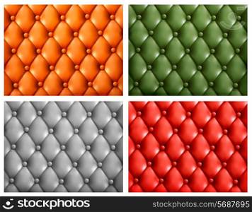 Set of colorful leather backgrounds. Vector illustration.