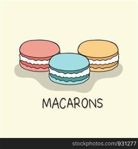 Set of colorful macarons.Vector cartoon style.