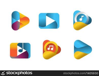 Set of Colorful media Play logo design concept. media Play logo template vector. music Icon Symbol