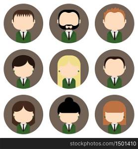 Set of colorful office people icons. Businessman. Businesswoman. Trendy flat style