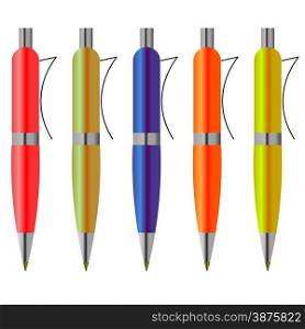 Set of Colorful Pens Isolated on White Background. Colorful Pens