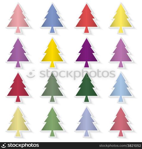 Set of colorful pine trees, pine trees background.Happy new year and Merry Christmas concept.Vector illustration