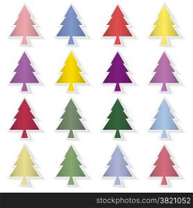 Set of colorful pine trees, pine trees background.Happy new year and Merry Christmas concept.Vector illustration