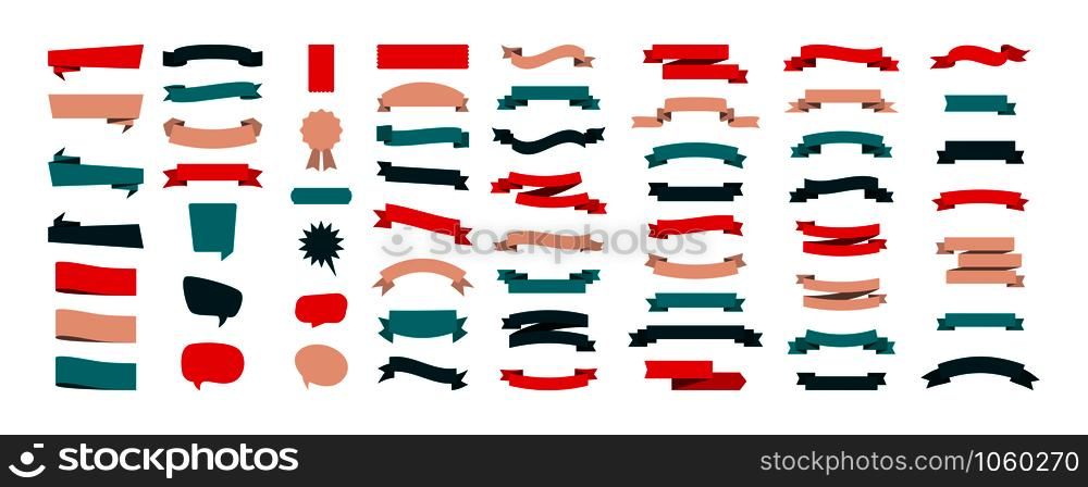 Set of colorful Ribbon Banners, isolated on white background. Ribbons banners collection different shape and color. Ribbon Banners vector icons. Eps10. Set of colorful Ribbon Banners isolated on white background. Ribbons banners collection different shape and color. Ribbon Banners vector icons