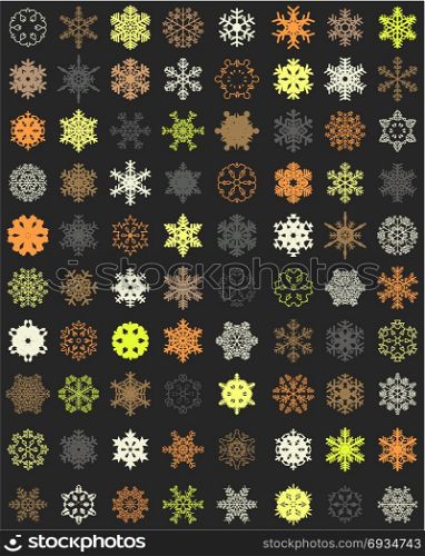 Set of colorful snowflakes