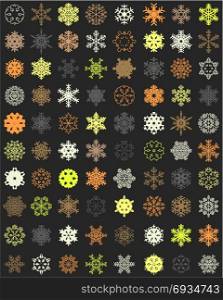 Set of colorful snowflakes