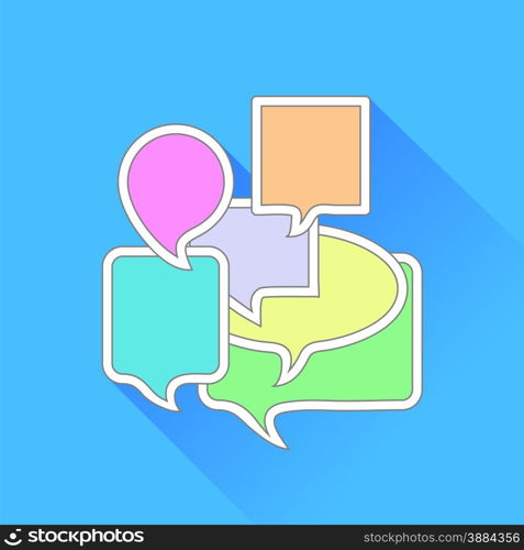 Set of Colorful Speech Bubbles Isolated on Blue Background. Speech Bubbles