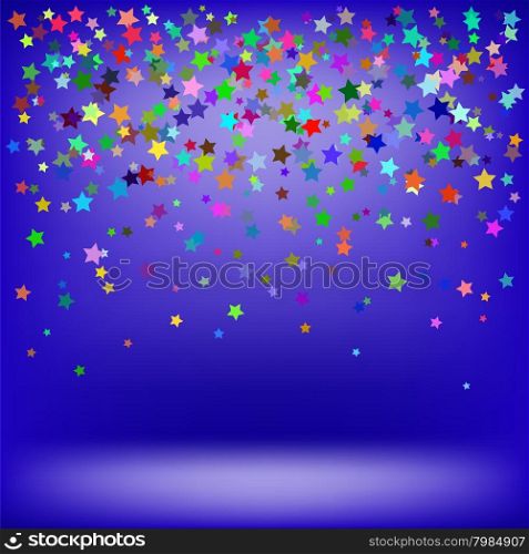 Set of Colorful Stars on Blue Background. Starry Pattern. Set of Colorful Stars. Starry Pattern
